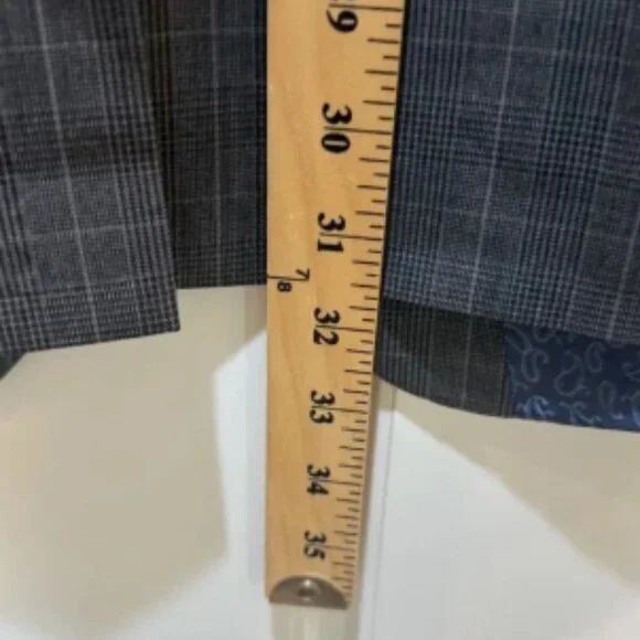Indochino Blazer Mens 42 Gray Plaid Wool Blend Sport Coat Jacket Modern Slim Fit